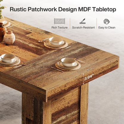 Tribesigns 63 Inch Farmhouse Dining Table for 6, Rectangular Wooden Kitchen Table with Heavy Duty Legs for Dining Room