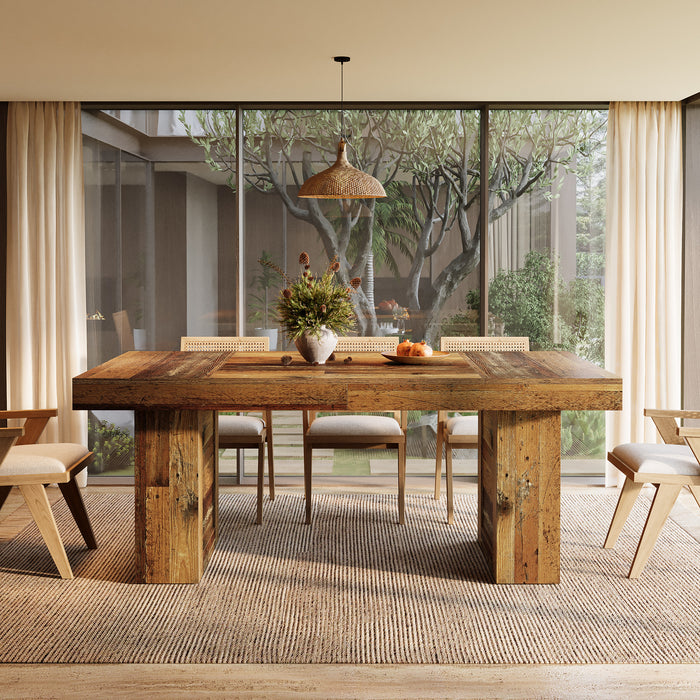 Tribesigns 63 Inch Farmhouse Dining Table for 6, Rectangular Wooden Kitchen Table with Heavy Duty Legs for Dining Room