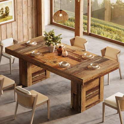Tribesigns 63 Inch Farmhouse Dining Table for 6, Rectangular Wooden Kitchen Table with Heavy Duty Legs for Dining Room