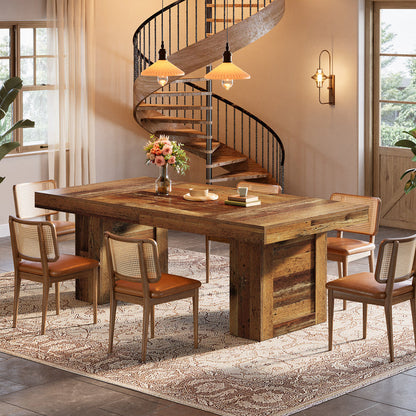 Tribesigns 63 Inch Farmhouse Dining Table for 6, Rectangular Wooden Kitchen Table with Heavy Duty Legs for Dining Room