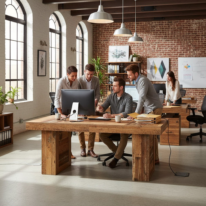 Tribesigns 63 Inch Farmhouse Executive Desk, Large Wooden Computer Desk with Heavy Duty Legs for Home Office