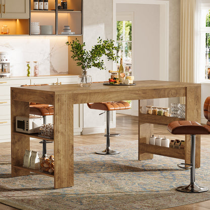 Tribesigns 63 Inch Farmhouse Kitchen Island with Double-Sided Storage Shelves