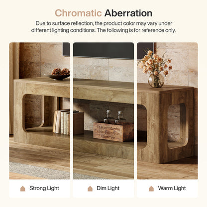 Tribesigns 63-Inch Farmhouse TV Stand with Circle Cutouts, 2-Tier Media Console for Living Room