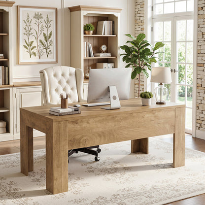 Tribesigns 63-Inch Modern Home Office Desk, Large Wooden Computer Desk for Study and Office