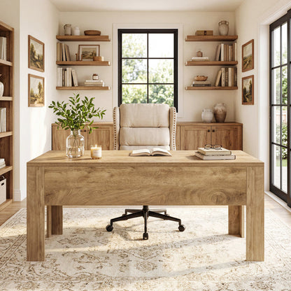 Tribesigns 63-Inch Modern Home Office Desk, Large Wooden Computer Desk for Study and Office
