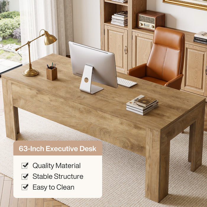 Tribesigns 63-Inch Modern Home Office Desk, Large Wooden Computer Desk for Study and Office