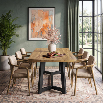 Tribesigns 63-Inch Solid Pine Wood Dining Table for 4-6, Industrial Farmhouse Kitchen Table
