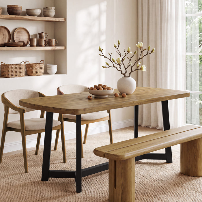 Tribesigns 63-Inch Solid Pine Wood Dining Table for 4-6, Industrial Farmhouse Kitchen Table