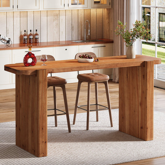 Tribesigns 63-Inch Solid Wood Bar Table, Counter Height Pub Table for Kitchen and Dining Room