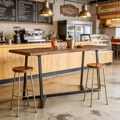 Tribesigns 63-Inch Solid Wood Bar Table with Metal Frame, Counter Height Pub Table for Kitchen