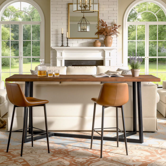 Tribesigns 63-Inch Solid Wood Bar Table with Metal Frame, Counter Height Pub Table for Kitchen