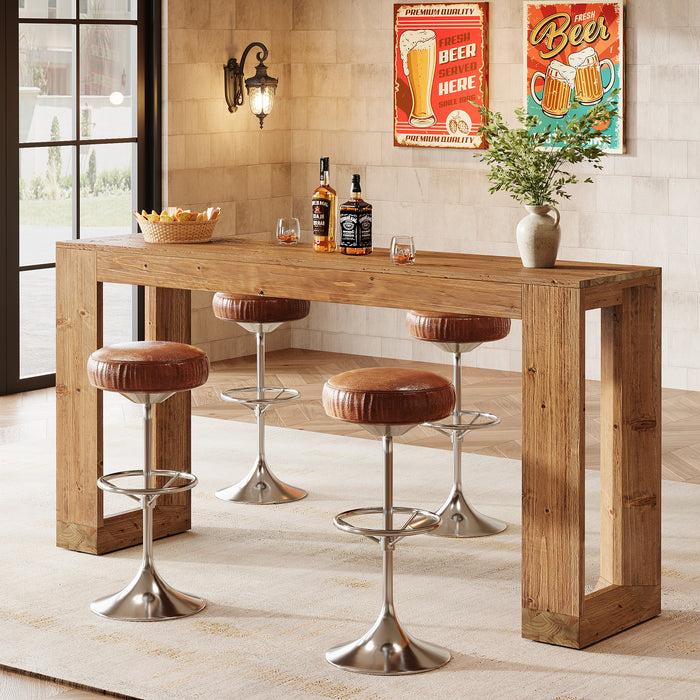 Tribesigns 63-Inch Solid Wood Counter Height Bar Table, Narrow Pub Dining Table for Kitchen and Home Bar