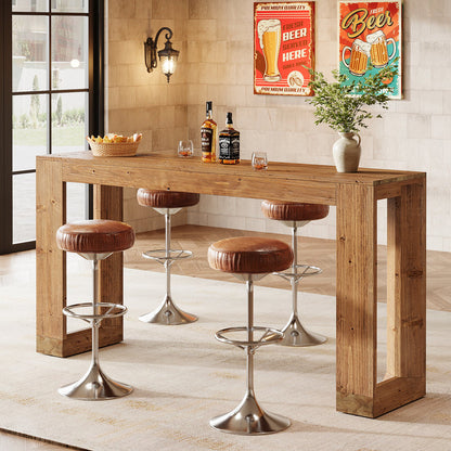 Tribesigns 63-Inch Solid Wood Counter Height Bar Table, Narrow Pub Dining Table for Kitchen and Home Bar