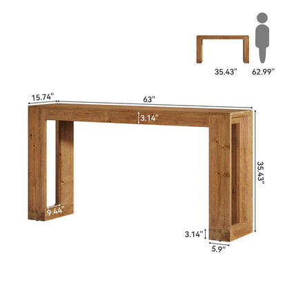 Tribesigns 63-Inch Solid Wood Counter Height Bar Table, Narrow Pub Dining Table for Kitchen and Home Bar