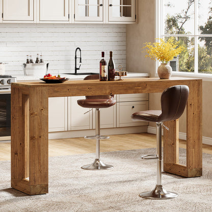 Tribesigns 63-Inch Solid Wood Counter Height Bar Table, Narrow Pub Dining Table for Kitchen and Home Bar