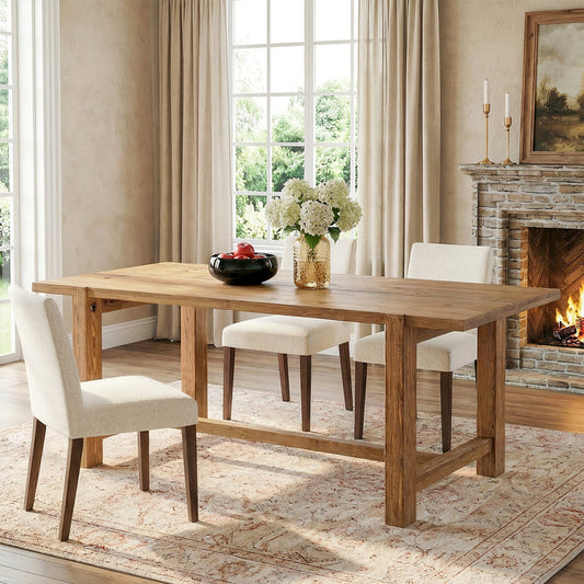 Tribesigns 63-Inch Solid Wood Dining Table, Farmhouse Rectangular Table for 4-6 People