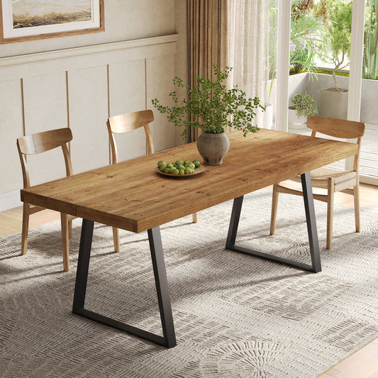 Tribesigns 63-Inch Solid Wood Dining Table with Heavy-Duty Metal Legs, Industrial Kitchen Table for 4-6 People