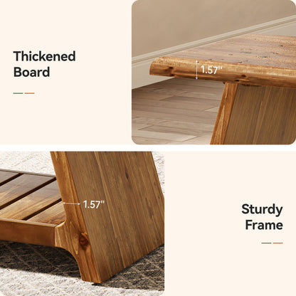 Tribesigns 63-Inch Solid Wood Entryway Bench with Lower Shoe Storage Shelf, Farmhouse End of Bed Bench for Hallway