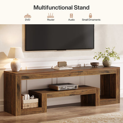 Tribesigns 63-Inch TV Stand, Farmhouse Entertainment Center with Open Storage Shelves for Living Room