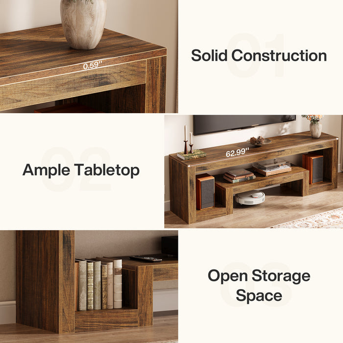 Tribesigns 63-Inch TV Stand, Farmhouse Entertainment Center with Open Storage Shelves for Living Room