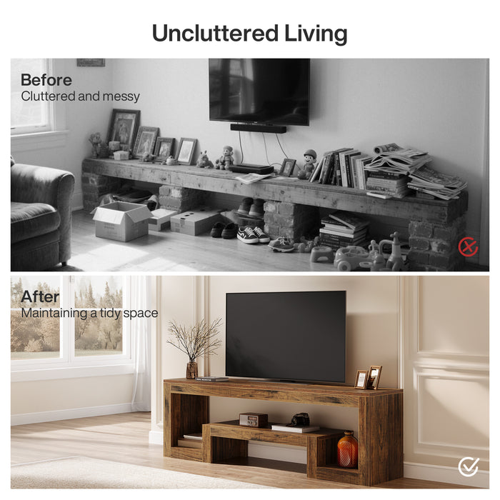 Tribesigns 63-Inch TV Stand, Farmhouse Entertainment Center with Open Storage Shelves for Living Room