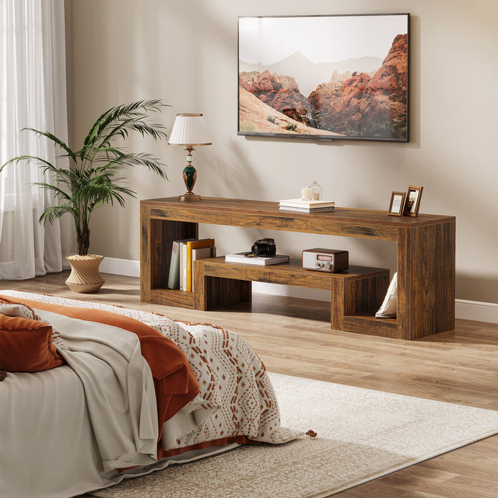 Tribesigns 63-Inch TV Stand, Farmhouse Entertainment Center with Open Storage Shelves for Living Room