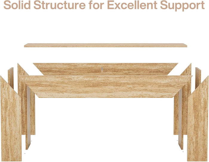 Tribesigns 63" Narrow Sofa Console with Faux Travertine Finish