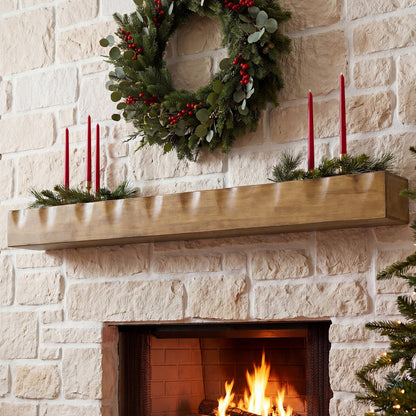 Tribesigns 63" Solid Wood Floating Mantel Shelf with 80 lb Capacity, Rustic Fireplace Wall Decor