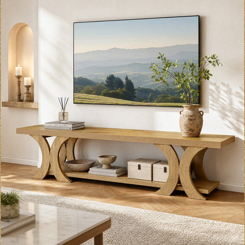 Tribesigns 70.87-Inch Extra Long TV Stand with Open Shelf, Farmhouse Media Console for Living Room