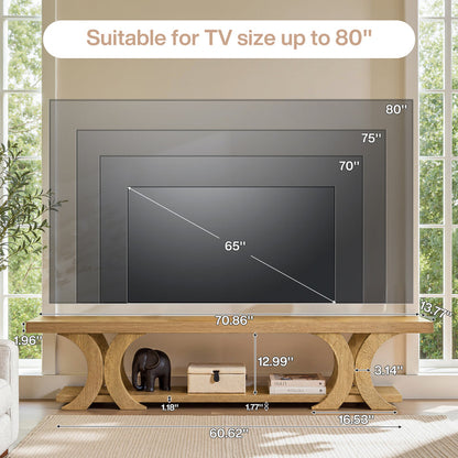 Tribesigns 70.87-Inch Extra Long TV Stand with Open Shelf, Farmhouse Media Console for Living Room