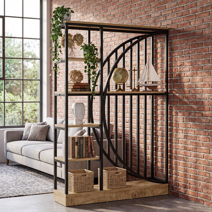 Tribesigns 70.9-Inch 5-Tier Bookshelf Room Divider, Reversible Display Shelf for Home Office