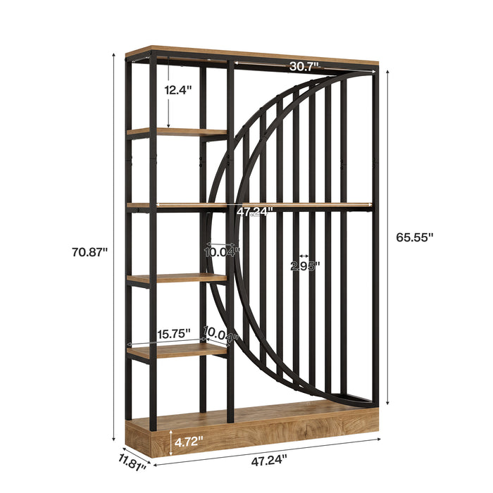 Tribesigns 70.9-Inch 5-Tier Bookshelf Room Divider, Reversible Display Shelf for Home Office