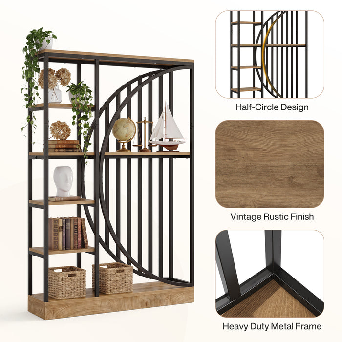Tribesigns 70.9-Inch 5-Tier Bookshelf Room Divider, Reversible Display Shelf for Home Office