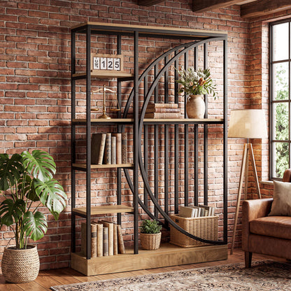 Tribesigns 70.9-Inch 5-Tier Bookshelf Room Divider, Reversible Display Shelf for Home Office