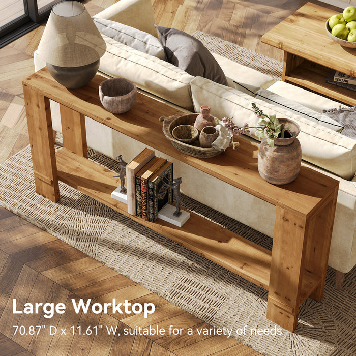 Tribesigns 70.9-Inch Solid Wood Console Table, 2-Tier Hallway Table