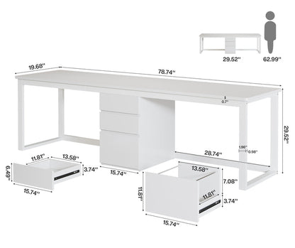 Tribesigns 78.7-Inch 2 Person Computer Desk with 3 Drawers, Extra Long Double Desk for Home Office