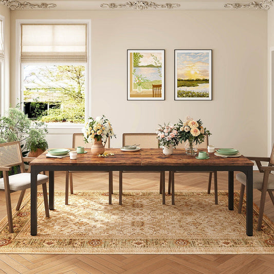 Rectangular Dining Table, 78 inch Long Kitchen Table for 6-8 People Tribesigns#Colour_Rustic Brown