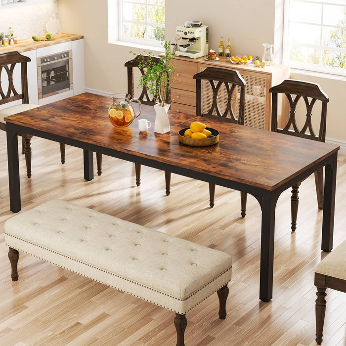 Rectangular Dining Table, 78 inch Long Kitchen Table for 6-8 People Tribesigns#Colour_Rustic Brown