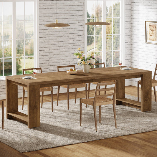 Tribesigns 86.6-Inch Dining Table for 6 with Reinforced Base, Long Farmhouse Table for Kitchen