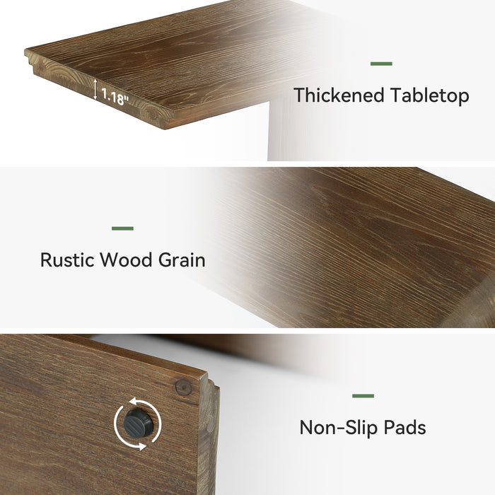 Tribesigns C-Shaped Solid Wood End Table for Small Spaces, Narrow Sofa Side Table for Living Room