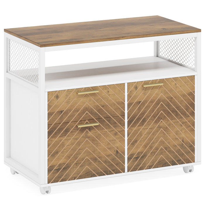Tribesigns Modern File Cabinet with Drawers, Lateral Filing Cabinet Printer Stand with Storage Shelves and Rolling Casters for Home Office