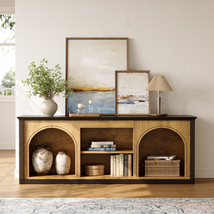 Tribesigns Modern TV Stand with Arched Shelves, Media Console for TVs up to 65 Inches in Living Room