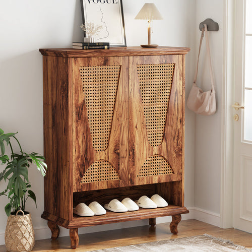 Tribesigns Rattan Shoe Cabinet, 5-Tier Hidden Shoe Storage for Entryway