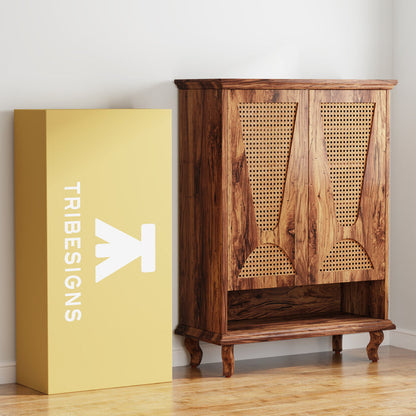 Tribesigns Rattan Shoe Cabinet, 5-Tier Hidden Shoe Storage for Entryway