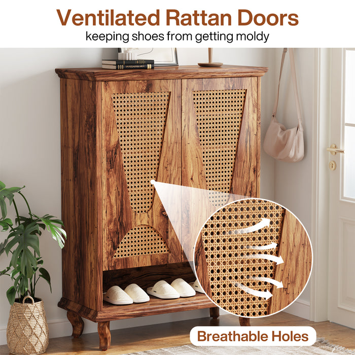 Tribesigns Rattan Shoe Cabinet, 5-Tier Hidden Shoe Storage for Entryway