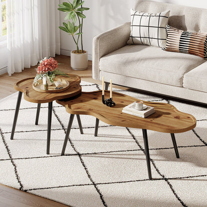 Tribesigns Solid Wood Nesting Coffee Table Set of 2