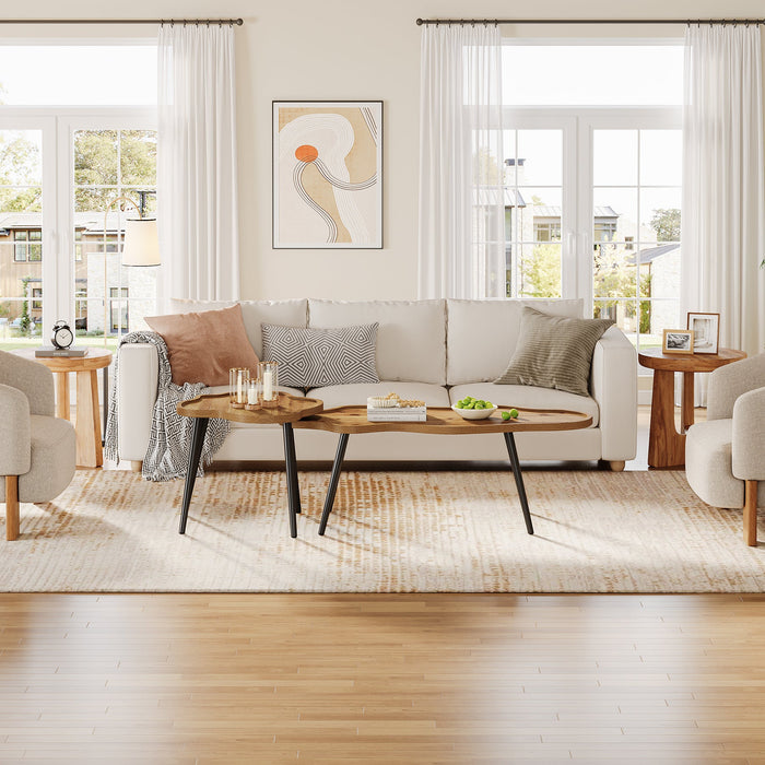 Tribesigns Solid Wood Nesting Coffee Table Set of 2