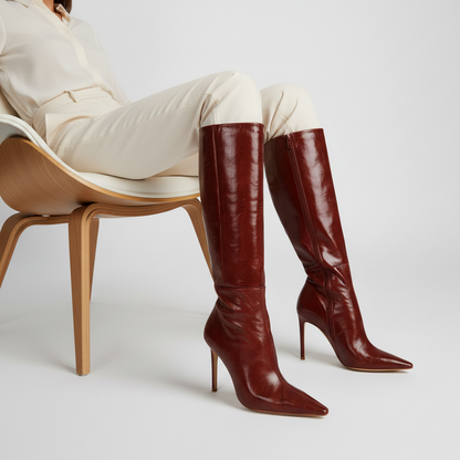 Valencia Boot Cognac Leather worn by a model