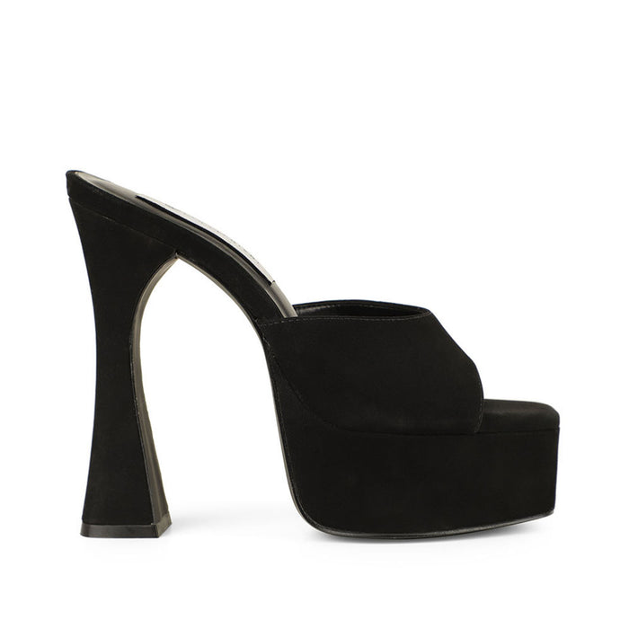 Valentina Platform Mule Black Leather