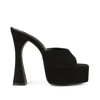 Valentina Platform Mule Black Leather